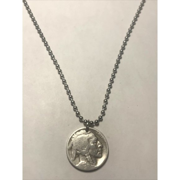 USA 5 Cents Buffalo Indian Head Coin Pendant Native American Bison Buffalo - Picture 1 of 5
